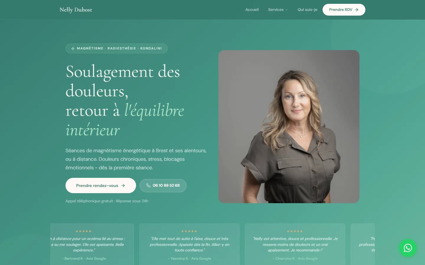 Magnétisme Brest : le haut de la page d'accueil sur ordinateur